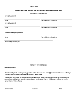 Emergency Contact and Photo Consent Form