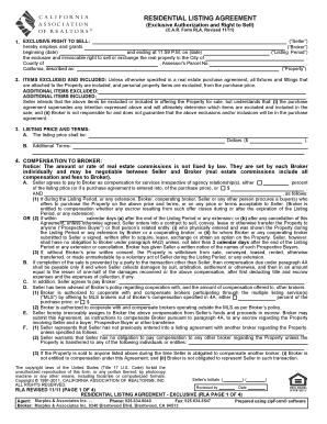 Residential Listing Agreement