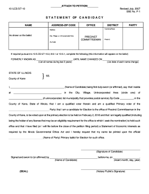 Illinois Statement of Candidacy for Precinct Committeeman