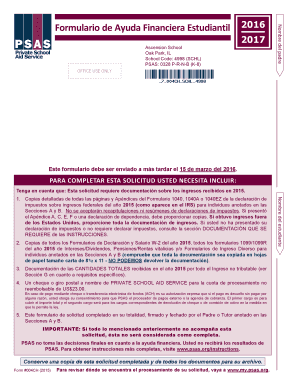 Formulario de Ayuda Financiera Estudiantil 2016-2017