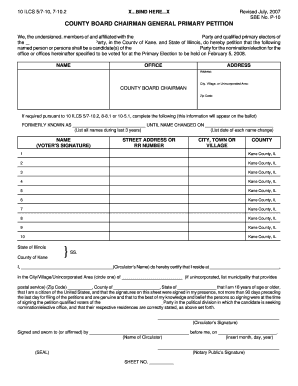 Illinois County Board Chairman Primary Petition