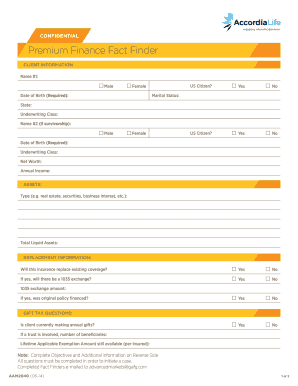 Premium Finance Fact Finder Form
