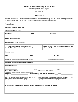 Therapist Intake Form