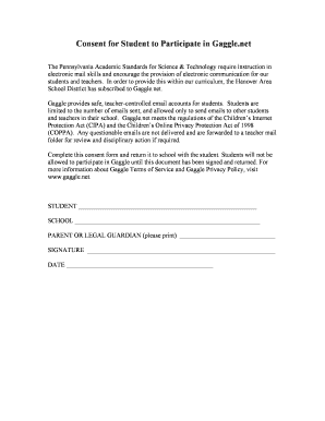 Consent for Student to Participate in Gaggle.net