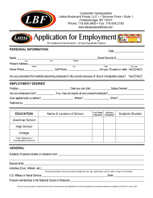 Employment Application Form