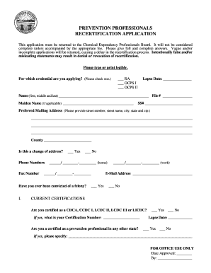 Ohio Prevention Professional Recertification Application