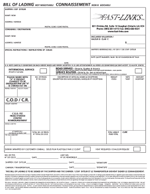 Non-Negotiable Bill of Lading