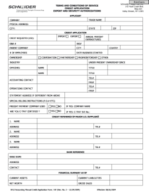 Schneider Freight USA Credit Application