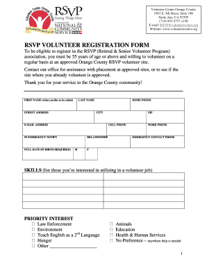 RSVP Volunteer Registration Form