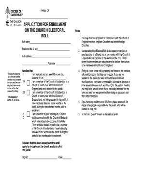 Church Electoral Roll Application
