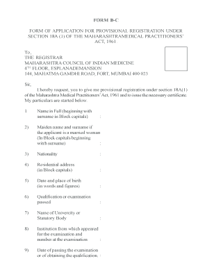 Provisional Registration Application for Medical Practitioners