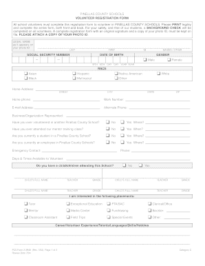 Pinellas County Schools Volunteer Registration Form