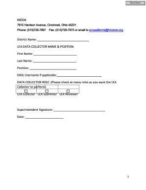 LEA Data Collector Roles Form
