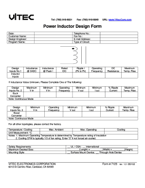 Power Inductor Design Form