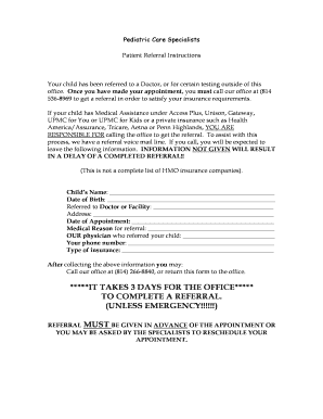 Patient Referral Instructions