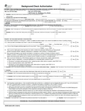 Washington State Background Check Authorization Form