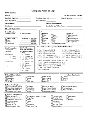 Gas Leak Report Form