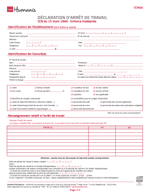 DÉCLARATION D’ARRÊT DE TRAVAIL