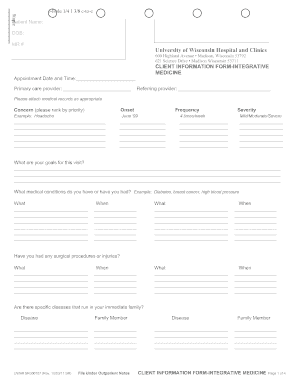Client Information Form - Integrative Medicine