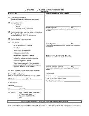 Award Order Form