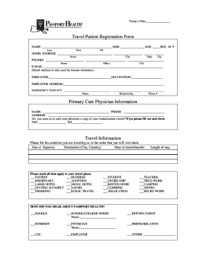 Travel Patient Registration Form