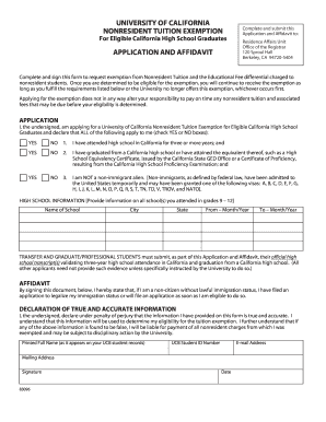 University of California Nonresident Tuition Exemption Application
