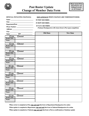 National Records Change of Member Data Form