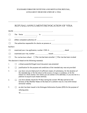 Visa Refusal Annulment Revocation Notification Form