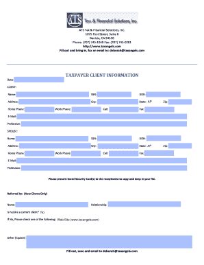 Taxpayer Client Information Form