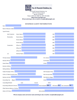 Business Client Information Form