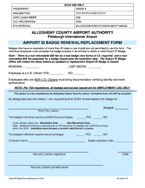 Airport ID Badge Renewal/Replacement Form