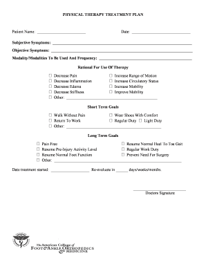 Group therapy session outline template - Physical Therapy Treatment Plan Patient Information