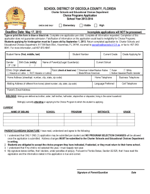 Choice Programs Application