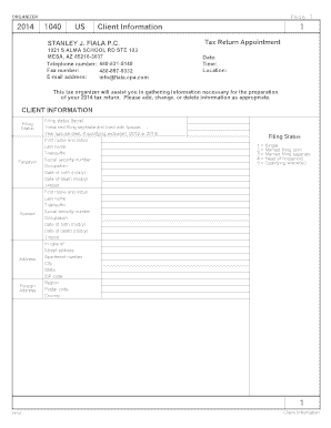 2014 US Tax Return Organizer