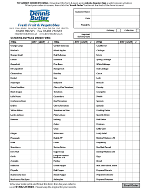 Catering Supplies Order Form