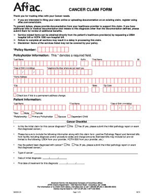 Aflac Duck Cancer Claim Form