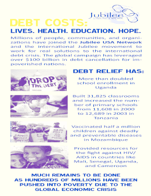 Jubilee USA Network Debt Relief Form