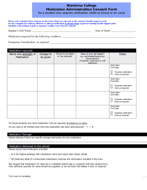Medication Administration Consent Form