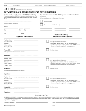 eCHIEF Internet Banking Application and Authorization