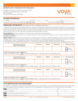 Beneficiary Designation Request Form