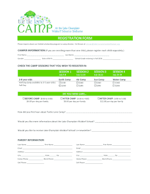 Lake Champlain Waldorf School Camp Registration Form