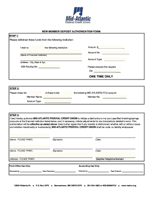 New Member Deposit Authorization Form