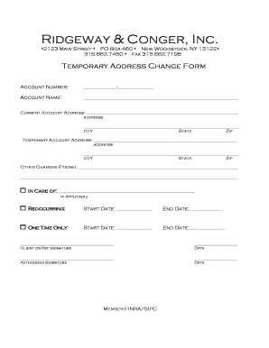 Temporary Address Change Form