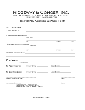 Temporary Address Change Form