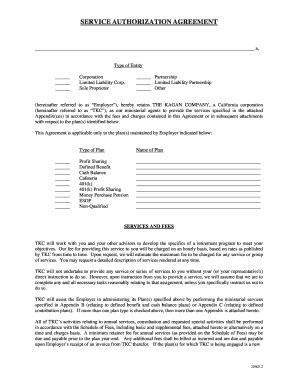 Service Authorization Agreement