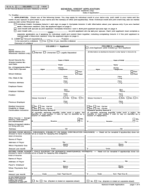 Wisconsin General Credit Application