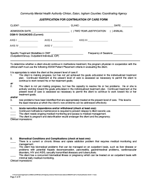 Justification for Continuation of Care Form