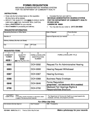 Michigan Administrative Hearing Forms Requisition