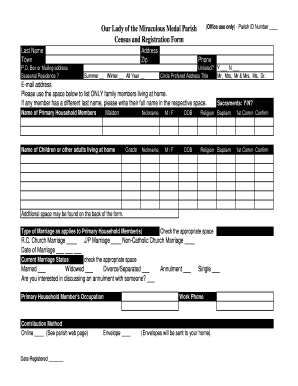 Catholic Parish Census and Registration Form