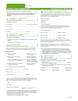 Champlain Investment Change of Account Ownership Form